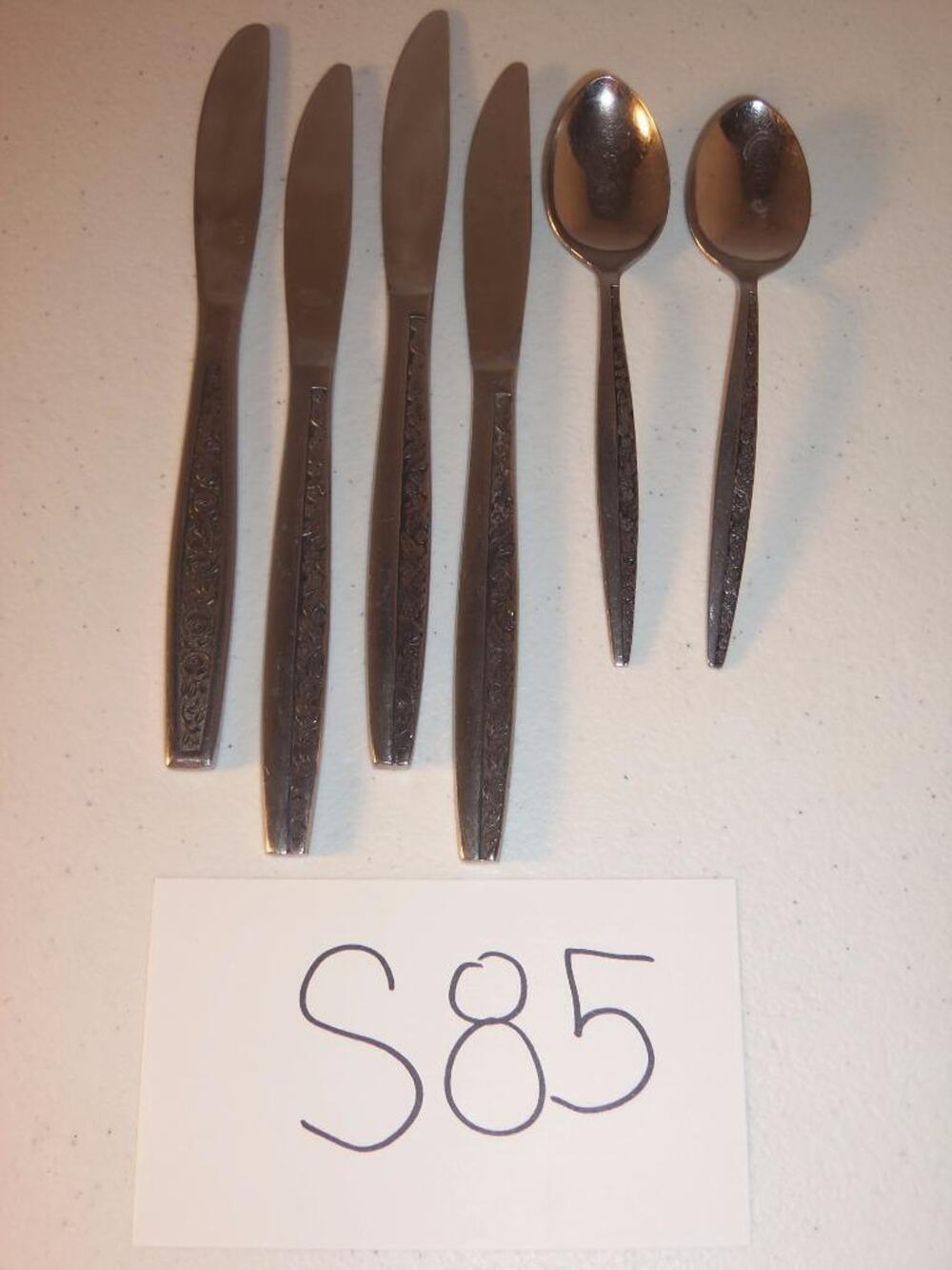 6 Bouquet Coventry Stainless Dinner Knives & Teaspoons Glossy -0516S85